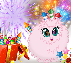 Size: 1842x1635 | Tagged: safe, artist:qnighter, oc, oc only, oc:fluffle puff, pony, 4th of july, birthday, celebration, fireworks, holiday, new year, solo