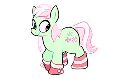 Size: 1280x826 | Tagged: dead source, safe, artist:spudbeavis, minty, earth pony, pony, g3, clothes, female, mare, simple background, socks, solo, striped socks, white background