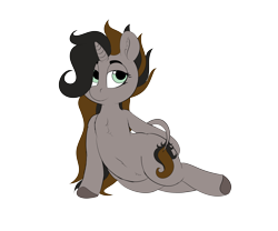Size: 6000x5000 | Tagged: safe, artist:sunlightgryphon, oc, oc only, oc:emerald whiplash, classical unicorn, pony, unicorn, 2021 community collab, derpibooru community collaboration, belly button, chest fluff, cloven hooves, ear fluff, horn, leonine tail, lidded eyes, looking at you, simple background, solo, transparent background, unshorn fetlocks, wide hips