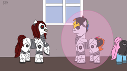 Size: 1280x720 | Tagged: safe, artist:schumette14, oc, oc:cipher wave, oc:finalaspex, pony, robot, robot pony, heart eyes, wingding eyes