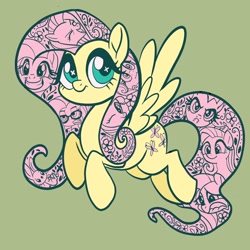 Size: 2048x2048 | Tagged: dead source, safe, artist:sophie scruggs, part of a set, angel bunny, fluttershy, bat pony, pegasus, pony, g4, :i, alternate hairstyle, bat ponified, cute, decorative hatching, fangs, female, flutterbat, flutterbob, fluttershy is best facemaker, fluttersquee, flutteryay, green background, high res, hipstershy, mare, one eye closed, race swap, shyabetes, simple background, so much flutter, solo, we bought two cakes, wingding eyes, wink