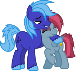 Size: 5801x5395 | Tagged: safe, artist:deyrasd, oc, oc only, oc:dayandey, oc:nella schuss, bat pony, earth pony, pony, absurd resolution, female, hug, male, mare, simple background, stallion, transparent background