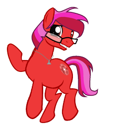 Size: 800x800 | Tagged: safe, artist:ngthanhphong, oc, oc only, oc:ruby star, earth pony, pony, 2021 community collab, derpibooru community collaboration, glasses, jewelry, male, necklace, scar, shy, simple background, solo, stallion, transparent background