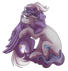 Size: 2800x2900 | Tagged: safe, artist:monnarcha, silver script, star bright, pegasus, pony, unicorn, g4, commission, duo, gay, high res, hug, male, shipping, simple background, stallion, starscript, transparent background