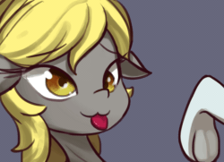 Size: 1600x1158 | Tagged: safe, artist:alexsavenije, derpy hooves, rarity, pegasus, pony, unicorn, g4, animated, boop, cute, derpabetes, gif, tongue out