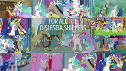 Size: 1972x1110 | Tagged: safe, edit, edited screencap, editor:quoterific, screencap, discord, princess celestia, princess luna, smooze, starlight glimmer, sunshower raindrops, twilight sparkle, twinkleshine, alicorn, pony, dungeons and discords, g4, keep calm and flutter on, make new friends but keep discord, princess twilight sparkle (episode), the beginning of the end, the ending of the end, the summer sun setback, binoculars, collage, discord's celestia face, female, floating island, male, ship:dislestia, shipping, straight, twilight sparkle (alicorn)