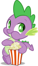 Size: 3530x6000 | Tagged: safe, artist:frownfactory, spike, dragon, g4, the cutie pox, eating, food, male, popcorn, simple background, solo, transparent background, vector