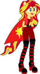 Size: 520x959 | Tagged: dead source, safe, artist:mintjtwn, sunset shimmer, equestria girls, g4, cape, clothes, open mouth, ponied up, simple background, solo, transparent background, vector