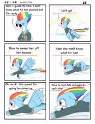Size: 2550x3300 | Tagged: safe, artist:short tale, applejack, rainbow dash, pegasus, pony, comic:aj+rd, g4, the last problem, comedy, comic, comic strip, date, digital art, excited, fast, female, flying, high res, lesbian, nervous, romance, ship:appledash, shipping, talking to herself, teary eyes, too fast, windswept mane