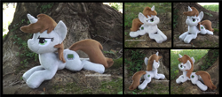Size: 3983x1754 | Tagged: safe, artist:peruserofpieces, oc, oc:littlepip, pony, unicorn, fallout equestria, beanie (plushie), determined, female, irl, lying down, mare, multiple views, photo, plushie, prone, smiling, tree