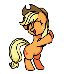 Size: 500x500 | Tagged: safe, artist:sugar morning, derpibooru exclusive, applejack, earth pony, pony, g4, adorkable, animated, bipedal, cute, dancing, dork, eyes closed, female, frame by frame, freckles, gif, hat, jackabetes, mare, simple background, solo, transparent background, weapons-grade cute