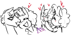 Size: 1109x560 | Tagged: safe, artist:dsstoner, cheese sandwich, flam, earth pony, pony, unicorn, g4, crack shipping, gay, heart, kissing, male, shipping, smiling, stallion