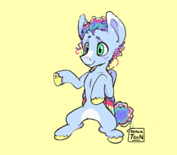 Size: 4400x3850 | Tagged: safe, artist:roachtoon, oc, oc:nameless, pegasus, pony, blank flank, curly hair, cute, hind legs, hooves, nonbinary, wings