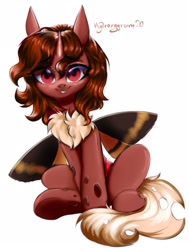 Size: 1632x2160 | Tagged: safe, artist:mysha, oc, oc only, oc:flechette, changeling, moth, mothling, original species, female, looking at you, red changeling