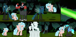 Size: 1280x637 | Tagged: safe, artist:brooklynsentryyt, cozy glow, lord tirek, queen chrysalis, oc, changeling, changeling queen, minotaur, pegasus, pony, g4, female, older, older cozy glow, story included