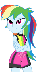 Size: 573x1111 | Tagged: safe, artist:gmaplay, edit, vector edit, rainbow dash, equestria girls, equestria girls specials, g4, my little pony equestria girls: better together, my little pony equestria girls: forgotten friendship, clothes, crossed arms, simple background, solo, swimsuit, transparent background, vector