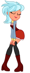 Size: 682x1623 | Tagged: safe, artist:gmaplay, frosty orange, equestria girls, g4, alternate design, boob window, boots, clothes, eyes closed, open mouth, shoes, simple background, skirt, socks, solo, thigh highs, transparent background, vector, zettai ryouiki