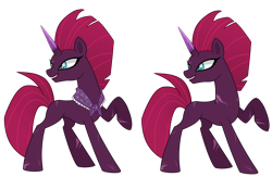 Size: 2600x1700 | Tagged: safe, artist:katelynleeann42, fizzlepop berrytwist, tempest shadow, pony, unicorn, g4, adult blank flank, blank flank, blank flank tempest, clothes, crystal horn, female, horn, mare, raised hoof, scar, shawl, simple background, smiling, solo, tempest gets her horn back, transparent background, vector