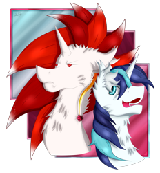 Size: 2329x2510 | Tagged: safe, artist:thebenalpha, shining armor, oc, oc:ryoku memori, alicorn, pony, unicorn, g4, alicorn oc, brother and sister, chest fluff, ear fluff, ear piercing, earring, high res, horn, jewelry, male, ryoku verse, simple background, transparent background