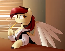 Size: 2643x2070 | Tagged: safe, artist:renderpoint, oc, oc:casino royale, pegasus, pony, female, high res, pipe, smoking