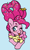 Size: 625x1026 | Tagged: safe, artist:/d/non, li'l cheese, pinkie pie, bird, duck, earth pony, pony, g4, my little pony: friendship is magic, the last problem, :p, blue background, blushing, candy, eyes closed, female, filly, food, lollipop, male, mama pinkie, mother and child, mother and son, older, older pinkie pie, one eye closed, parent and child, simple background, sprinkles, tongue out, updo, wink