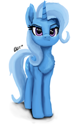 Size: 1600x2560 | Tagged: safe, artist:raphaeldavid, trixie, pony, unicorn, g4, chest fluff, female, high res, mare, pouting, simple background, solo, white background