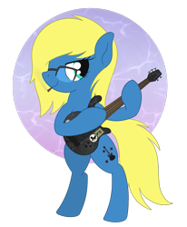 Size: 1533x1858 | Tagged: safe, artist:dyonys, oc, bass guitar, bipedal, drugs, female, glasses, joint, mare, marijuana, musical instrument, smoking