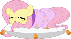 Size: 5000x2764 | Tagged: safe, artist:jhayarr23, part of a set, fluttershy, pegasus, pony, g4, blanket, blanket burrito, commission, cute, cutie mark, eyes closed, female, high res, mare, pillow, shyabetes, simple background, sleeping, solo, three quarter view, transparent background, weapons-grade cute, ych result