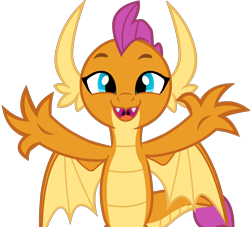 Size: 2500x2273 | Tagged: safe, artist:shelikof launch, derpibooru exclusive, smolder, dragon, g4, bronybait, cute, dragoness, female, high res, hug, looking at you, open arms, open mouth, show accurate, simple background, smiling at you, smolderbetes, solo, this will end in hugs, transparent background, uvula, vector