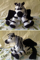Size: 614x922 | Tagged: safe, artist:hollyann, oc, oc only, zebra, crochet, duo, irl, photo, plushie, zebra oc