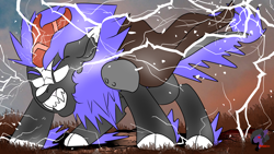 Size: 3840x2160 | Tagged: safe, artist:brainiac, derpibooru exclusive, oc, oc only, kirin, nirik, commission, high res, lightning, male, solo, stallion