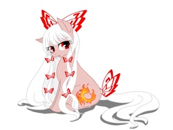 Size: 1200x900 | Tagged: safe, artist:namaenonaipony, pony, bow, crossover, female, fujiwara no mokou, mare, ponified, solo, touhou