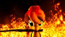 Size: 1920x1080 | Tagged: safe, artist:bluemoon2343, oc, oc:flamestar, pegasus, pony, 3d, fire, looking at you, mouth hold, pegasus oc, source filmmaker, sword, weapon, wings