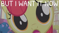 Size: 1920x1080 | Tagged: safe, edit, edited screencap, editor:quoterific, screencap, apple bloom, earth pony, pony, call of the cutie, g4, close-up, solo