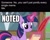 Size: 960x770 | Tagged: safe, edit, edited screencap, editor:fluttershyisnot adoormat, screencap, twilight sparkle, alicorn, pony, g4, magic, magic aura, meme, noted, ponified meme, quill, solo, twilight sparkle (alicorn), writing