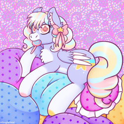 Size: 1024x1024 | Tagged: safe, artist:asinglepetal, oc, oc only, pegasus, pony, abstract background, comfy, soft color, solo