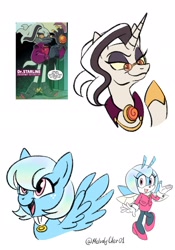Size: 1668x2388 | Tagged: safe, artist:melodycler01, pegasus, pony, unicorn, idw, dr.starline, female, glasses, jewel the beetle, male, ponified, simple background, smiling, sonic the hedgehog (series), white background