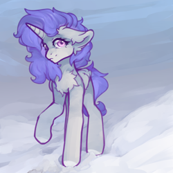 Size: 2520x2520 | Tagged: safe, artist:jackselit, oc, alicorn, pony, alicorn oc, high res, horn, snow, wings, winter