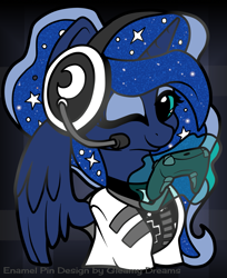 Size: 2021x2474 | Tagged: safe, artist:gleamydreams, princess luna, alicorn, pony, gamer luna, g4, clothes, controller, female, gaming, gaming headset, high res, hoodie, looking at you, mare, one eye closed, solo, wink