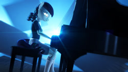 Size: 1920x1080 | Tagged: safe, artist:backmaker, coloratura, anthro, g4, 3d, breasts, female, lens flare, musical instrument, piano, solo, source filmmaker