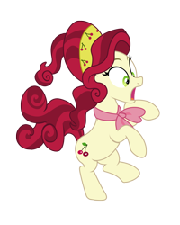 Size: 2120x2645 | Tagged: safe, artist:third uncle, cherry jubilee, earth pony, pony, g4, party pooped, cherry, female, food, high res, mare, neckerchief, open mouth, simple background, surprised, transparent background, vector