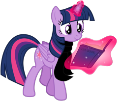 Size: 7167x5909 | Tagged: safe, artist:severity-gray, twilight sparkle, alicorn, pony, g4, book, clothes, cute, cutie mark, female, folded wings, glowing horn, horn, levitation, magic, magic aura, mare, scarf, simple background, smiling, solo, telekinesis, transparent background, twiabetes, twilight sparkle (alicorn), vector, walking, wings