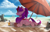 Size: 3177x2048 | Tagged: safe, artist:theprince, oc, oc:block rain, oc:ericken, oc:molly jasmine, oc:time slowly, earth pony, kirin, pony, beach, chair, cloud, commission, drink, high res, ocean, umbrella