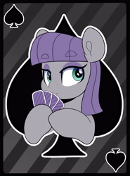 Size: 3037x4093 | Tagged: safe, artist:partypievt, maud pie, earth pony, pony, g4, ace of spades, bust, card game, eyebrows, eyebrows visible through hair, female, mare, poker, poker face, portrait, solo, spades