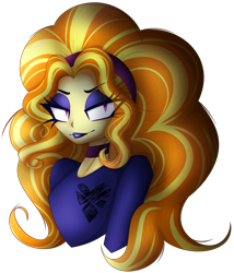 Size: 1763x2062 | Tagged: safe, artist:mywasasi, adagio dazzle, equestria girls, g4, bust, choker, eyeshadow, hairband, lipstick, looking at you, makeup, simple background, solo, transparent background