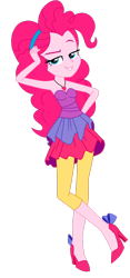 Size: 1600x3413 | Tagged: safe, artist:lobo299, pinkie pie, equestria girls, g4, my little pony equestria girls: better together, twilight under the stars, alternate clothes, bare shoulders, dreamworks face, female, grin, hand on head, hand on hip, high res, jewelry, looking at you, necklace, simple background, sleeveless, smiling, smiling at you, solo, strapless, transparent background