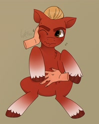 Size: 2863x3590 | Tagged: safe, artist:krautvan, sprout cloverleaf, earth pony, pony, g5, my little pony: a new generation, bellyrubs, cute, disembodied hand, drawing, fanart, hand, high res, male, one eye closed, solo focus, sproutbetes, stallion, wholesome