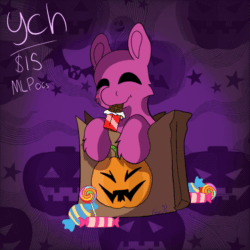Size: 719x719 | Tagged: safe, artist:bluemoon, oc, oc only, pony, animated, candy, commission, food, gif, halloween, holiday, nightmare night, solo, ych example, your character here