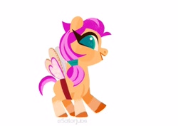 Size: 4096x2896 | Tagged: safe, artist:sailorjubs, sunny starscout, earth pony, pony, g5, fake wings, female, filly, filly sunny starscout, solo