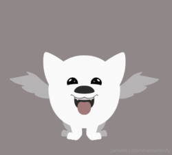 Size: 560x503 | Tagged: safe, artist:sevenserenity, cloudpuff, dog, flying pomeranian, pomeranian, g5, my little pony: a new generation, spoiler:my little pony: a new generation, animated, cute, fluffy, solo, winged dog